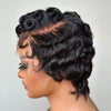 Full Lace Finger Wave Short Pixie Cut Wig With Drawstrings