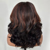 Brown Highlight Layered Wave Human Hair Wig
