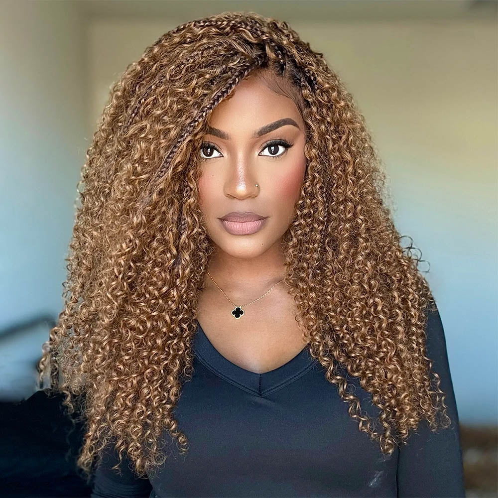 Ombre Brown Full Lace Knotless Bora Bora Braided Wig With Baby Hair