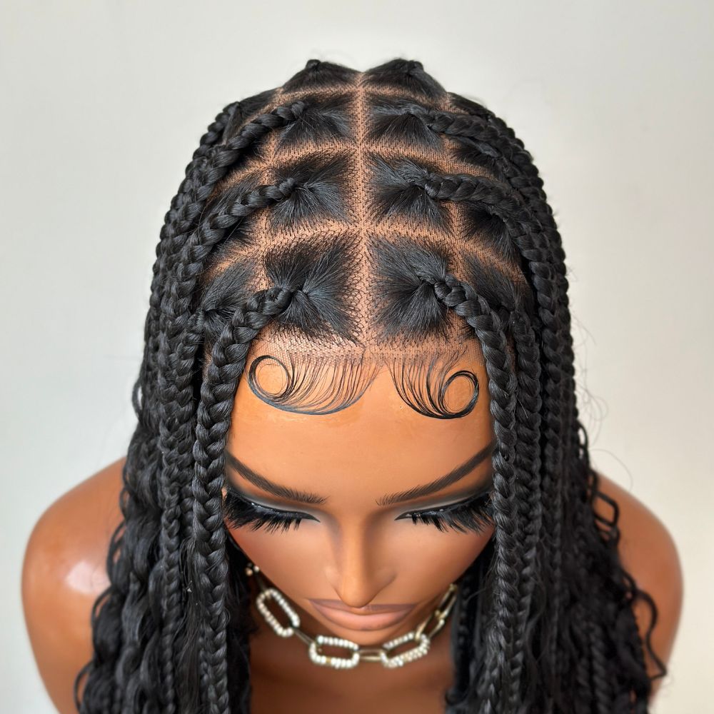 Full Lace Bohemian Braids With Soft Curls Drawstring Wig