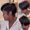 Full Lace Side Part Layered Pixie Cut With Long Bangs