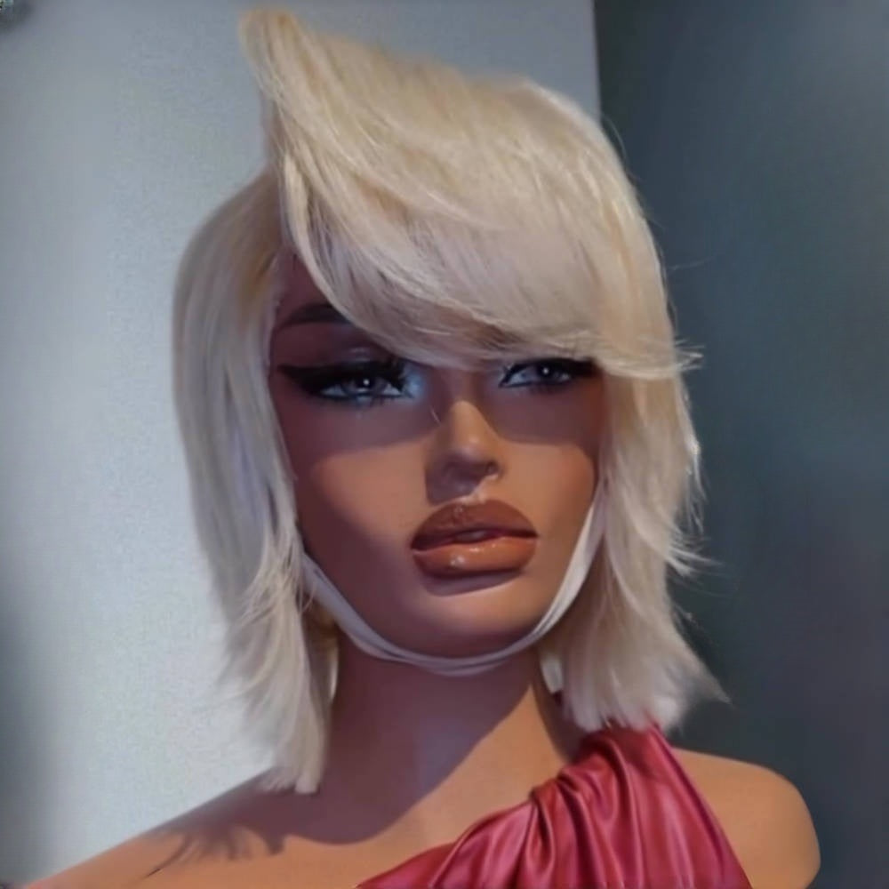 Short Layered Cut Hair With Fringe Bang 13x4 Lace Wig