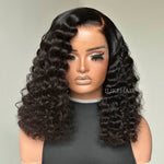 Side Part Natural Black Deep Wave  Lace Wig