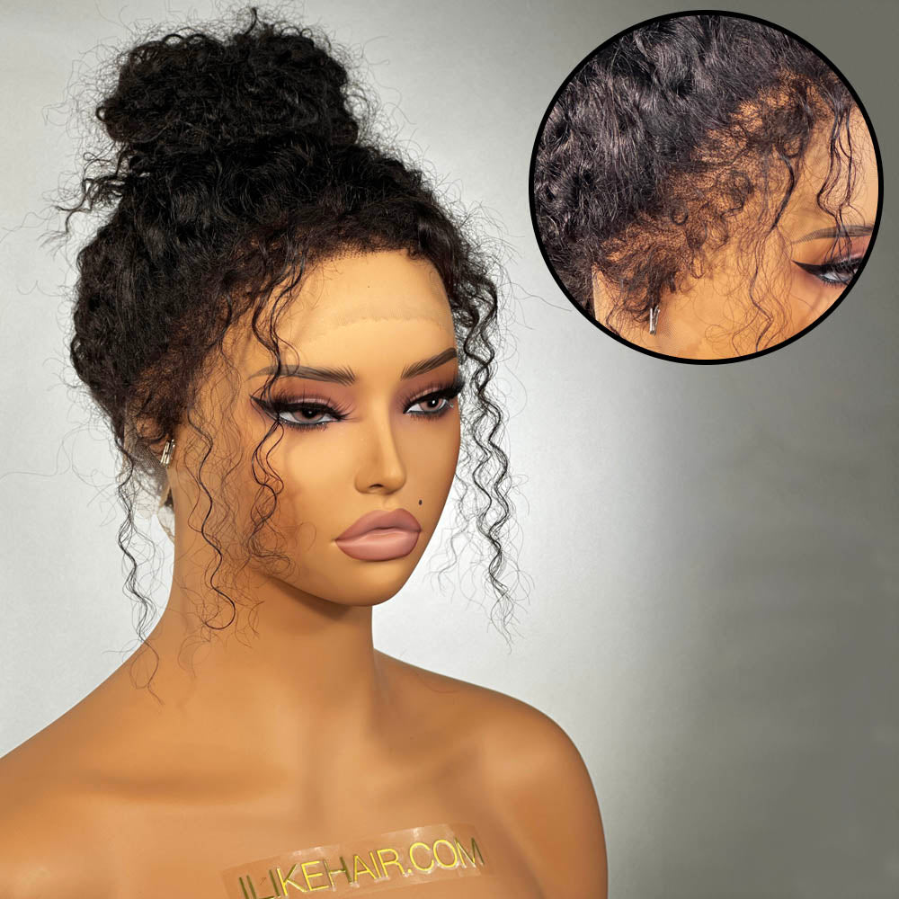 Kinky Edge Hairline Curly Lace Front Wig 180% Density