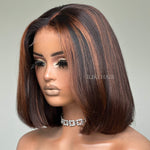 P1B/30 Highlight Straight Blunt Cut Bob 5x5 Lace Closure Wig