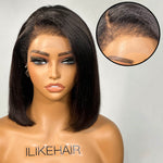 Natural Yaki Texture Blowout Bob 13X4 HD Lace Front Kinky Edges Wig