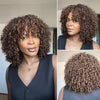 Ombre Honey Bronde Afro Coily Wig Glueless Bob With Bangs