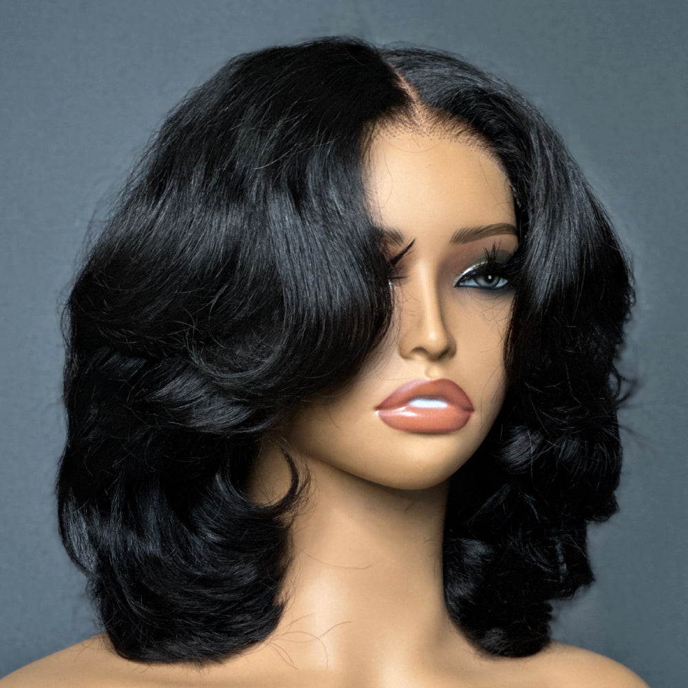 
            
                Load image into Gallery viewer, Wear &amp;amp; Go Layered Wavy Bob 5x5 Pre Cut Lace Wig
            
        