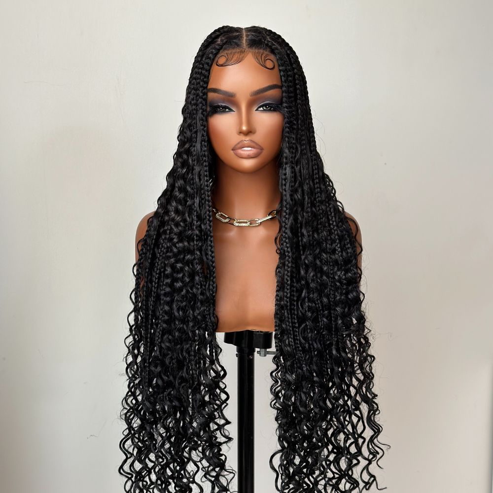 Full Lace Bohemian Braids With Soft Curls Drawstring Wig