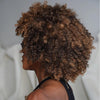 Brown Highlights Glueless Curly Afro Human Hair Wig