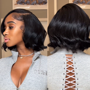 
            
                Load image into Gallery viewer, Short Brazilian Body Wave Human Hair Bob Lace Wig
            
        