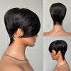 Long Layered Side Bangs Pixie Cut Human Hair Wig