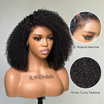 Afro Kinky Curly Bob With Hybrid Hairline 13x4 HD Lace Front Wig