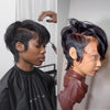 Full Lace/13x4 Lace Short Layered Cut Wig With Side Part Asymmetrical Bangs