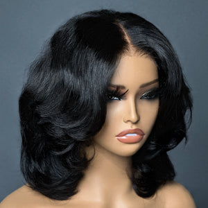 
            
                Load image into Gallery viewer, Wear &amp;amp; Go Layered BOB Short Wavy Glueless Human Hair Lace Front Wig
            
        