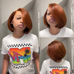 Copper Brown Wavy Layered Bob 13x4 Lace Front Wig