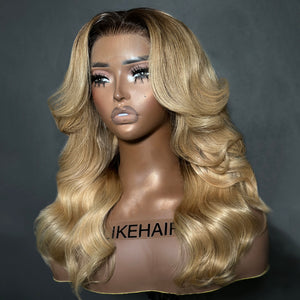 Ombre Blonde Layered Cut Wavy 13x4 Lace Front Wig