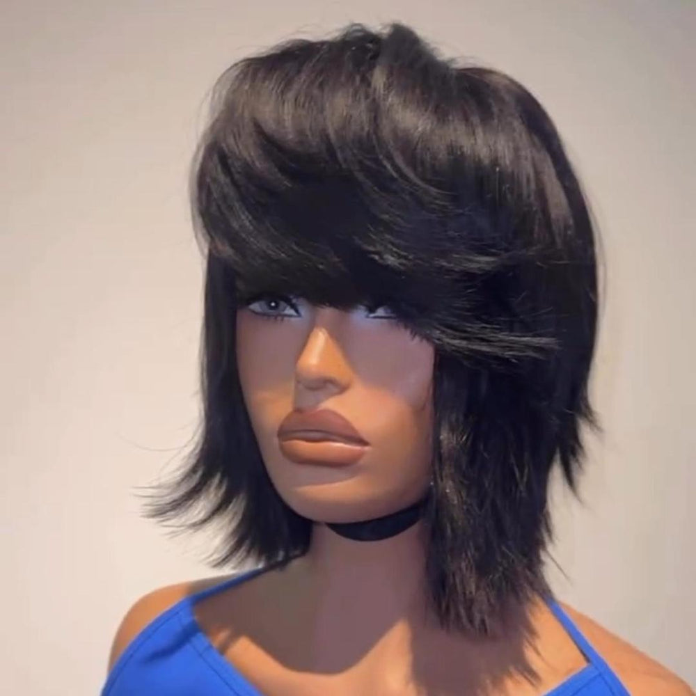 Short Layered Cut Hair With Fringe Bang 13x4 Lace Wig
