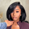 Natural Black Human Hair Bob Glueless Lace Wig