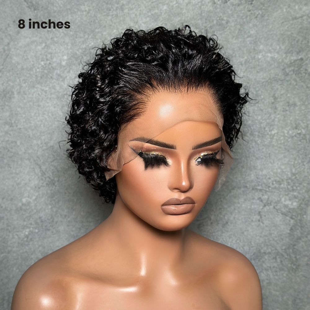 Slick Back Water Wave Short Pixie Cut Lace Frontal & Full Lace Wig