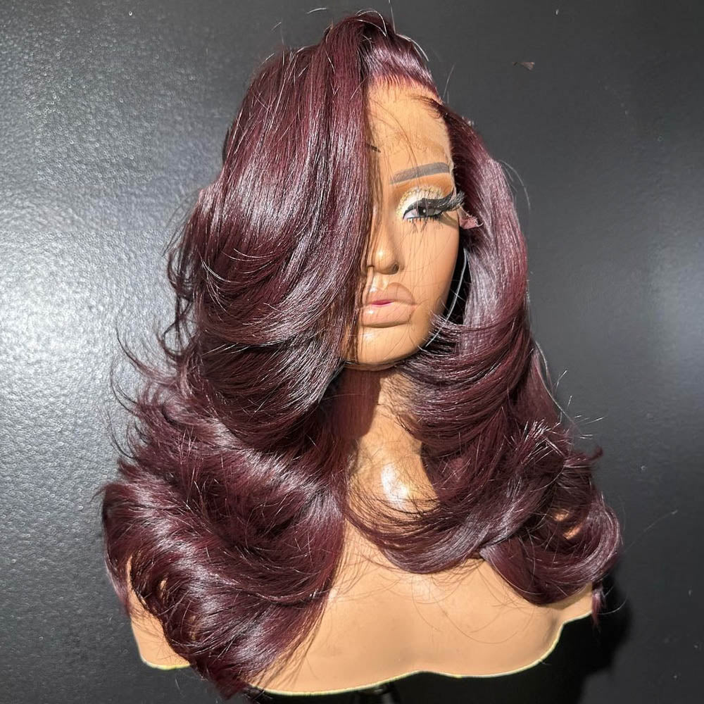 Fall Vibes Burgundy Layered Cut Wavy 13x4 Lace Front Wig