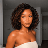 Natural-Looking Short Kinky Curly Bob Side Part lace Front Wig for Summer