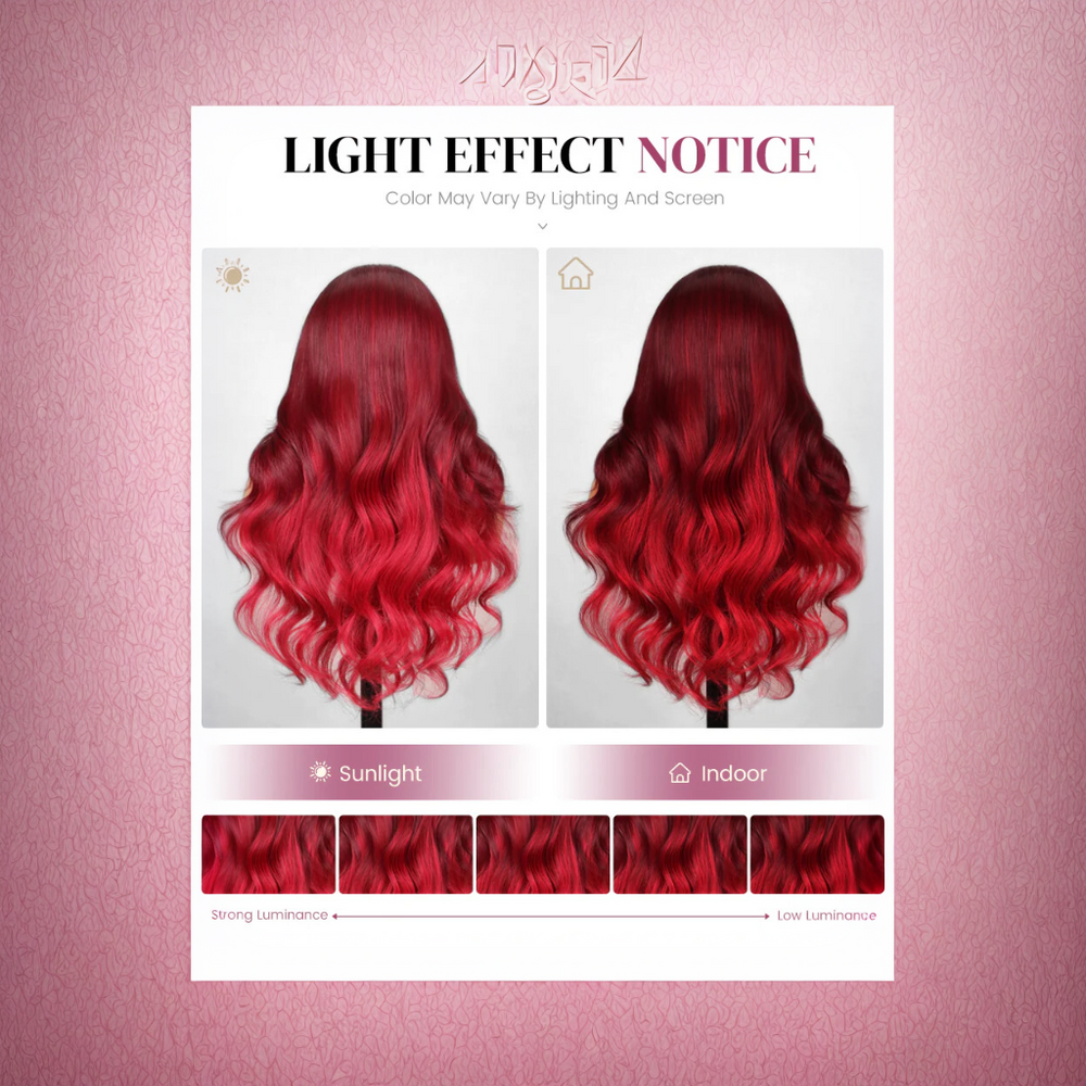 Two-Toned Ombre Cherry Red 13x4 Lace Front Blowout In Wavy Colored Human Hair Wigs