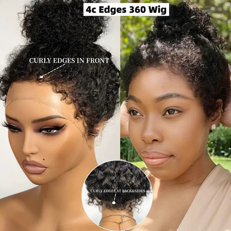 360 Lace Curly Edegs Invisible Strap Curly Wig