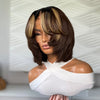 Face-framing Highlights Blonde Brown Layered Bob with Bang