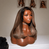 Luxury Silky Straight Brown Highlight Lace Front Human Hair Wig