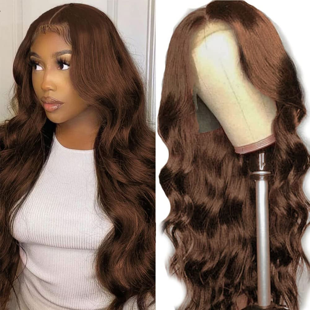 
            
                Load image into Gallery viewer, Brown Color Wig Glueless Lace Front Closure Wig Body Wave Hair
            
        