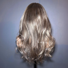 Ombre Ash Blonde With Brown Highlights Layered Cut Wavy Wig With Bang