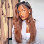 Ombre Brown With Dark Root Layered Wavy 13x4 Lace Front Wig