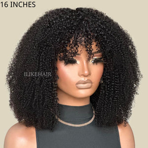 Minimalist Wear & Go Glueless Kinky Curly Wig With Bangs