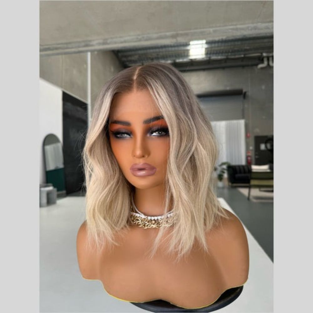 613 Blonde Body Wave Bob With Brown Root 13x4 Lace Front Wig