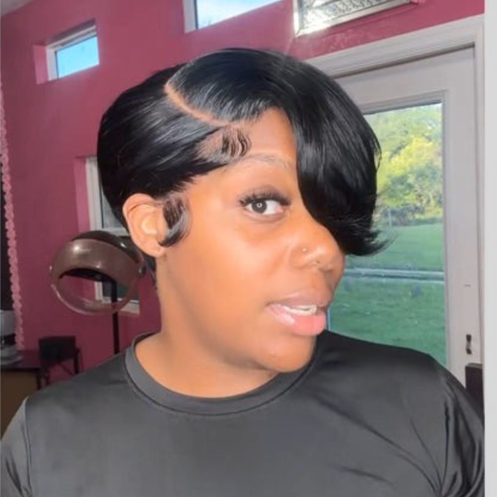 Side Part Layered Pixie Cut  Short 13x4 Frontal Lace  Wig