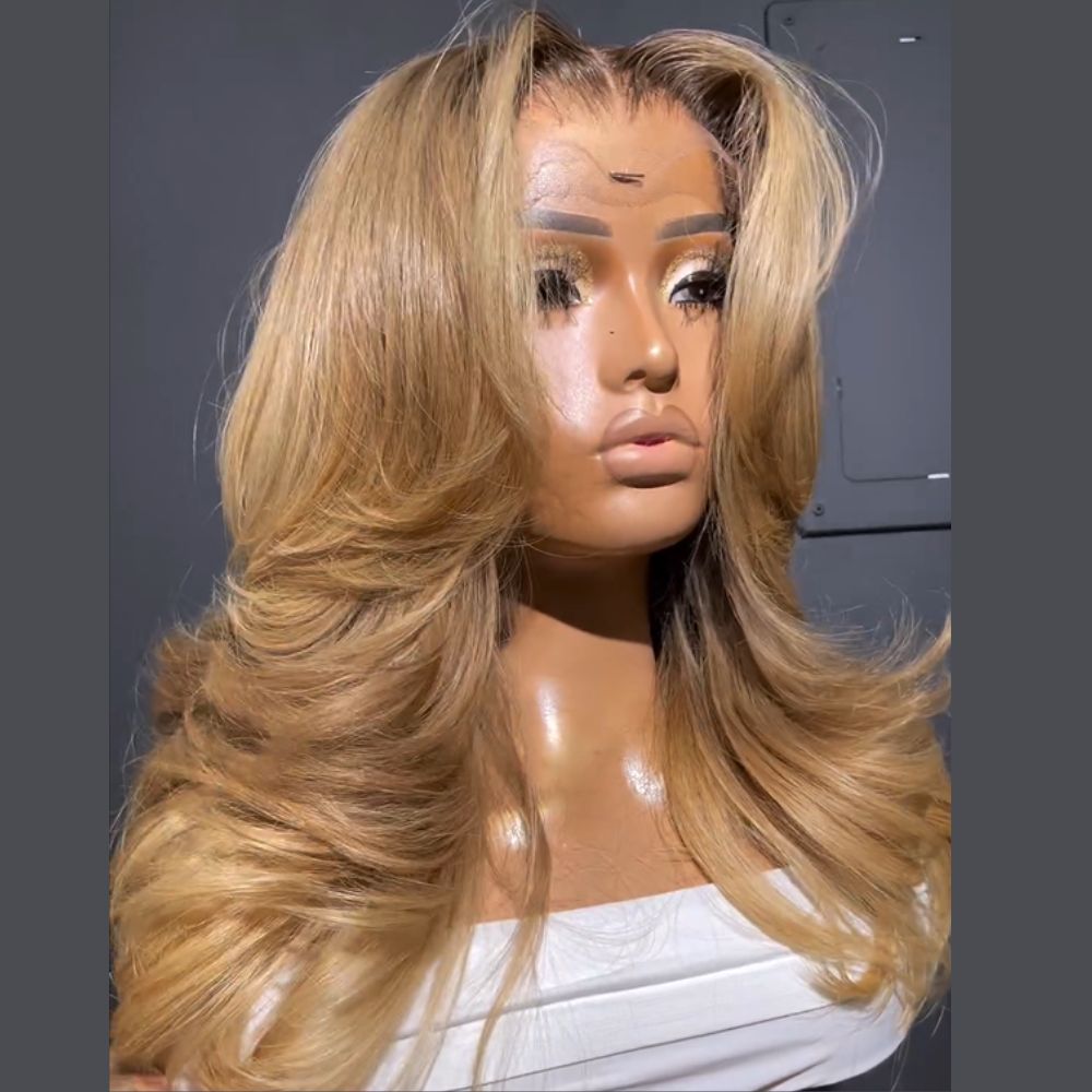 Ombre Blonde Body Wave Layered Cut 13x4 Lace Front Wig