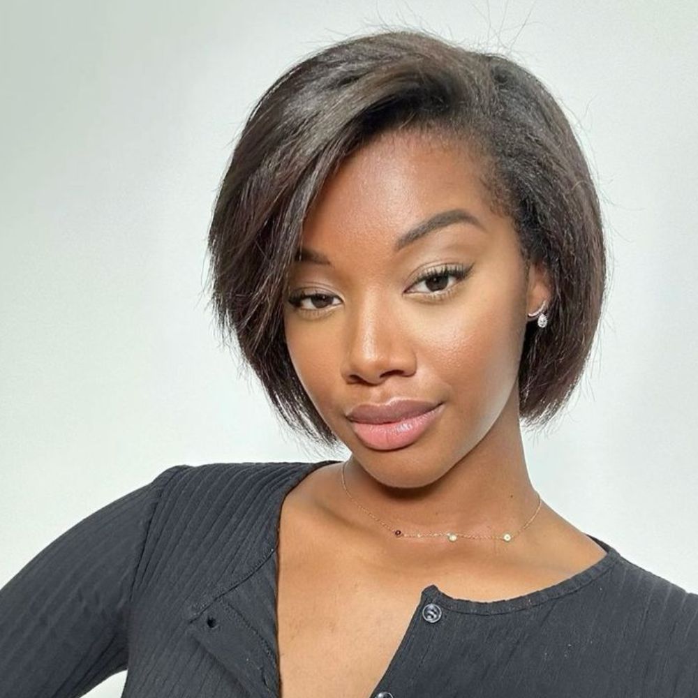 Short Pixie Cut Layer Hair Kinky Edges Lace Frontal Wig