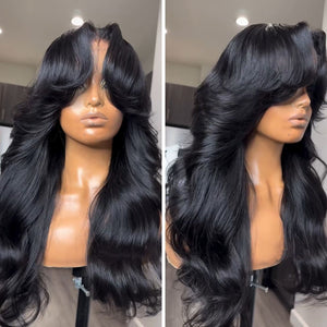 Inspired Layered Cut With Curtain Bang 5x5 Lace Closure Wig