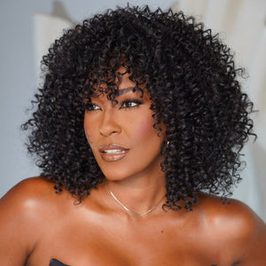 Wear & Go Trendy Curly Glueless Bob Wig With Bang