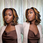 Honey Blonde Highlights Layered Cut Bob Lace Wig