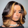 Short Cut Bob Honey Blonde Highlights Lace Wig