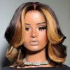 Short Cut Bob Honey Blonde Highlights Lace Wig