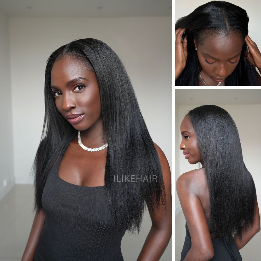 Thin Leave Out Yaki Straight V Part Wig Beginner Friendly