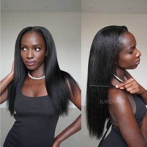 Thin Leave Out Yaki Straight V Part Wig Beginner Friendly