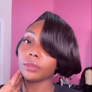 Glueless Side Part Layered Pixie Cut  Short 5x5 Lace Closure Wig