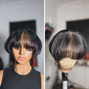 Designer Pixie Cut Lace Wig With Bangs