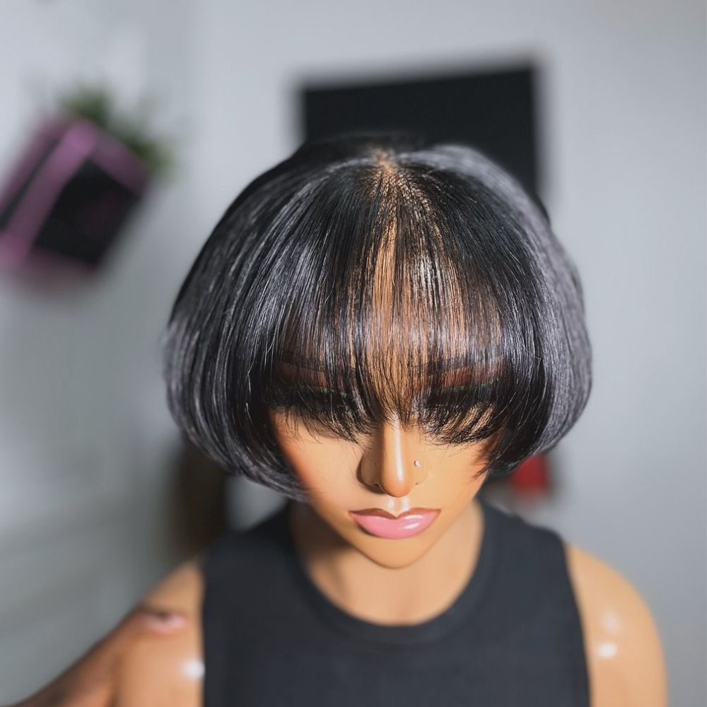 Designer Pixie Cut Lace Wig With Bangs