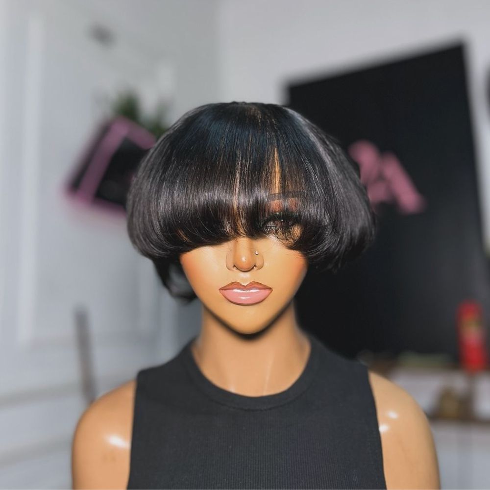 Designer Pixie Cut Lace Wig With Bangs