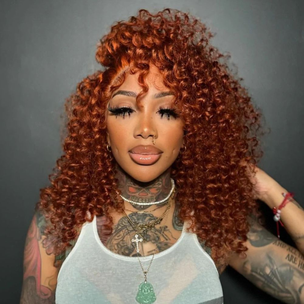 Colored Dark Ginger Brown Deep Wave Lace Wig